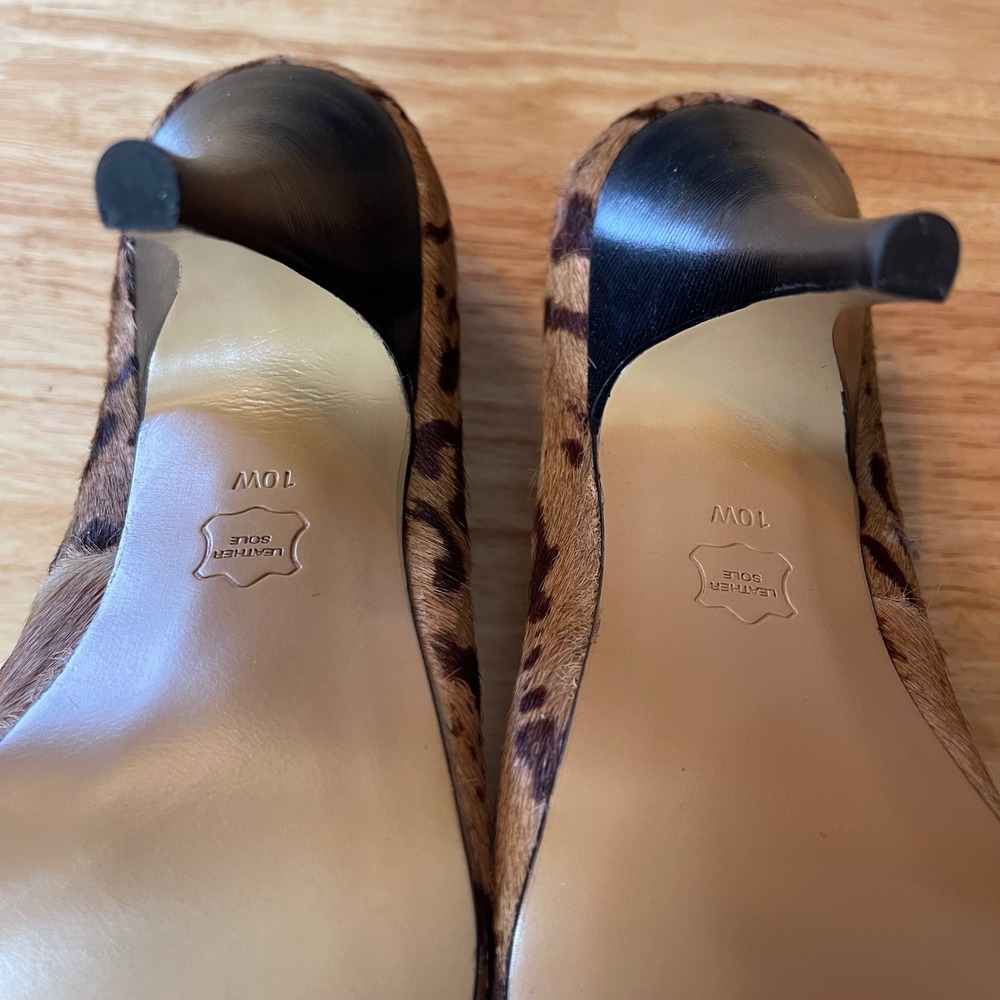 Talbots Womens 10W Animal Print Calf Hair Pointed Toe Pumps Brown Stiletto Heels - Picture 7 of 9